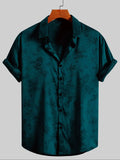 Men's Embroidered Shirt  Short Sleeve Shirt Casual Summer Beach Button Down Shirts