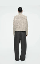 Ethereal costume winter of Women's casual version blended texture zipper cardigan