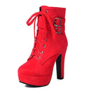 Elegant Female Ankle Boots Round Toe Heels