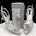 Elegant Sliver Sandals for Simple And Versatile Exquisite Party Shoes And Bag Set