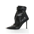 Short Boots Women's Autumn Winter Pointed Metal Decoration Red High Heels Ankle Boots