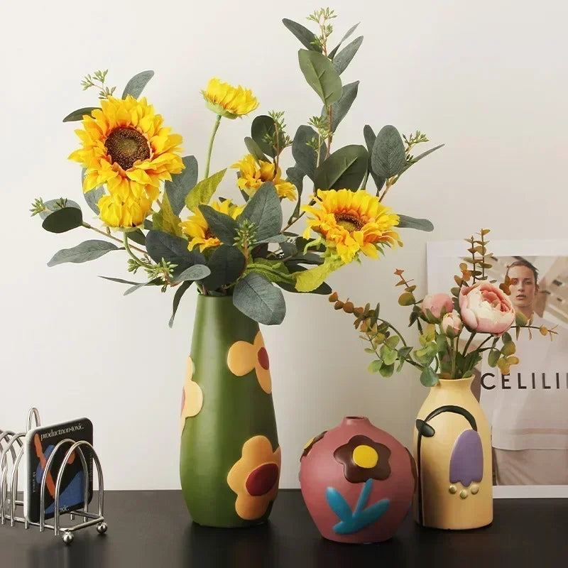 painted ceramic vase living room flower arrangement ornaments creative home accessories