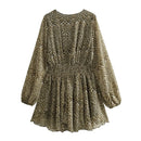 Dresses For Women Ruched Vintage Mini Dress Woman Autumn Elegant Women's Dress Long Sleeve Casual Dresses