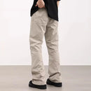 Spliced Straight Pants Men Solid Color Casual Streetwear Flared Pants Men Trousers