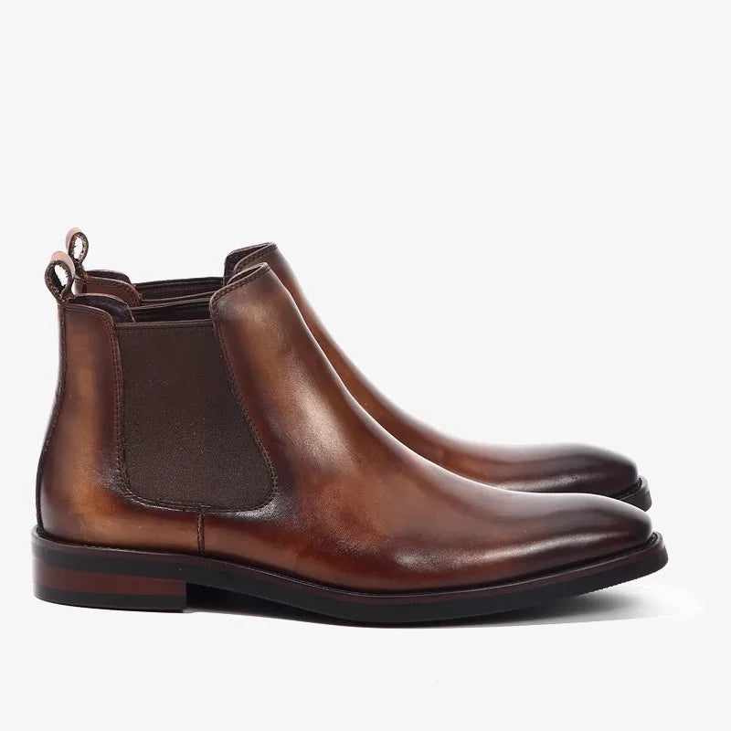 Men Chelsea Boots Genuine Leather Leisure High-Top Men Shoes Retro Men Ankle Boots