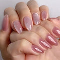 24pcs Pink Almond Press on Nails Simple False Nails Wearable Stick-on Nail Fake Nails