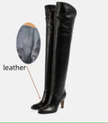 Simple and High Heels Over The Knee Sleeve Leather Boots Women's Large Round Knight Boots