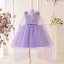Elegant Flower Tulle Girls Dresses Summer Bridesmaids Birthday Party Princess Dress Girl