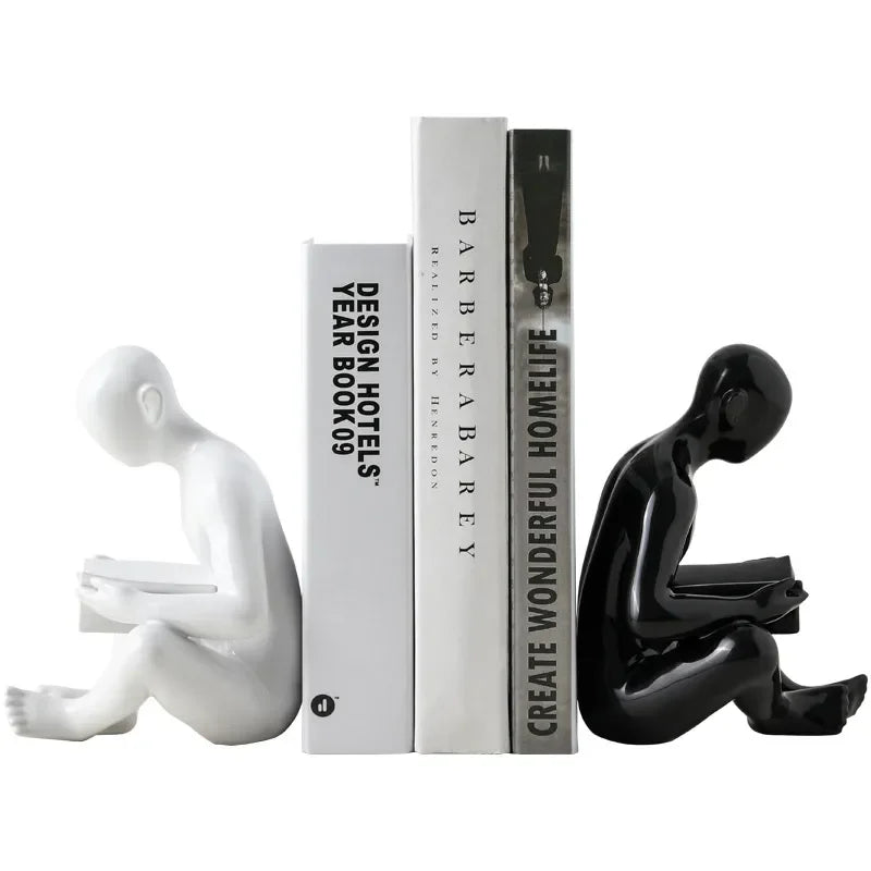 Nordic Creative Reading Statues Desktop Decor Art Bookends Ceramic Book Holder Study Office Home Decoration Book Stand