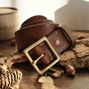 Men Genuine Leather Belt Luxury Designer Brass Pin Buckle Belts Pure Strap Male Jeans for Man