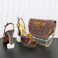 Design Rhinestone Embellished Bag And Material Peep Toe Pumps Elegant Clutch Bag Women Shoes