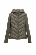Autumn Winter Women's Elegant Patchwork Hooded Air Cotton Jackets Lady Slim Fit Parkas Coats