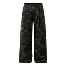 Camouflage Pleated Cargo Pants Mens Pocket Retro Safari Style Straight Loose Wide leg Trousers Men