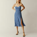 Summer Clothes For Women Dresses Vintage Style Elegant Polka Dot Dress Spaghetti Strap Self Tie Side Slit Midi Dress Sundress