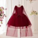 Elegant Flower Tulle Girls Dresses Summer Bridesmaids Birthday Party Princess Dress Girl