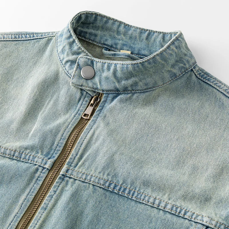 Men's Casual Denim Jacket Style Loose Workwear Jacket Top