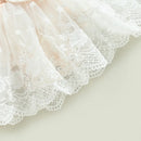 Infant Baby Girls Princess Romper Dress Lace Flower Fly Sleeve Bowknot Triangle-Bottom Jumpsuit with Headband