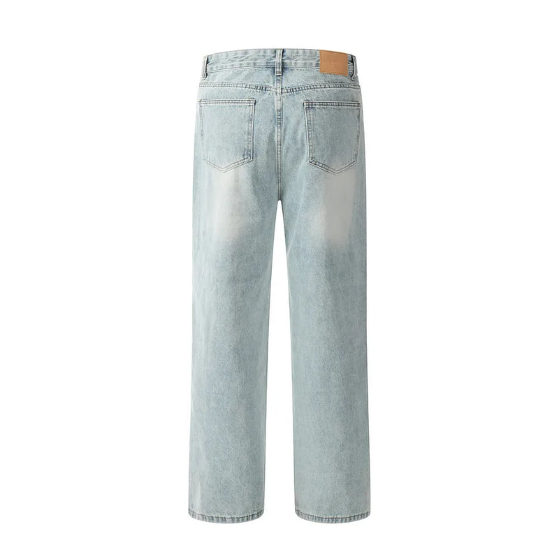 Vintage Ripped Denim Pants Retro Men Clothing