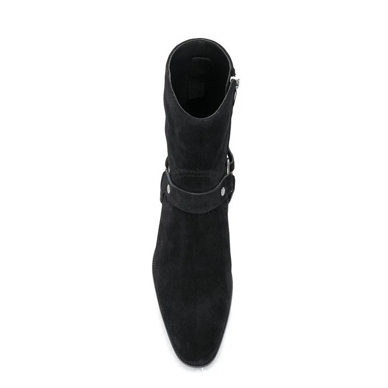 Men Chelsea Boots Buckle Side Shoes Casual Street Men Western Boots