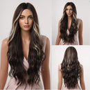 Long Fluffy Wave Blonde Wigs with Bangs Cosplay Natural Ombre Wigs for Women