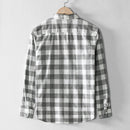 Spring Casual Plaid Shirts For Man Thin Lapel Loose Simple Soft Comfortable Breathable