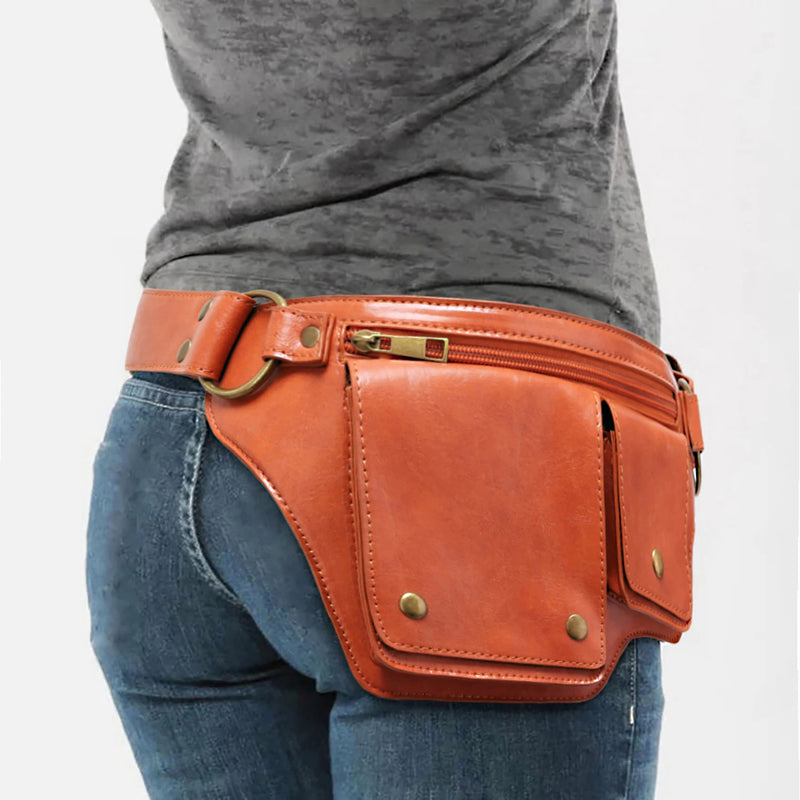 Cool Punk Motorcycle Style Waist Bag Retro Outdoor Adjustable Belt Bag Fanny Pack