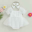 0-24M Newborn Infant Baby Girls Romper Jumpsuit Headband Princess Outfits Toddler Clothes