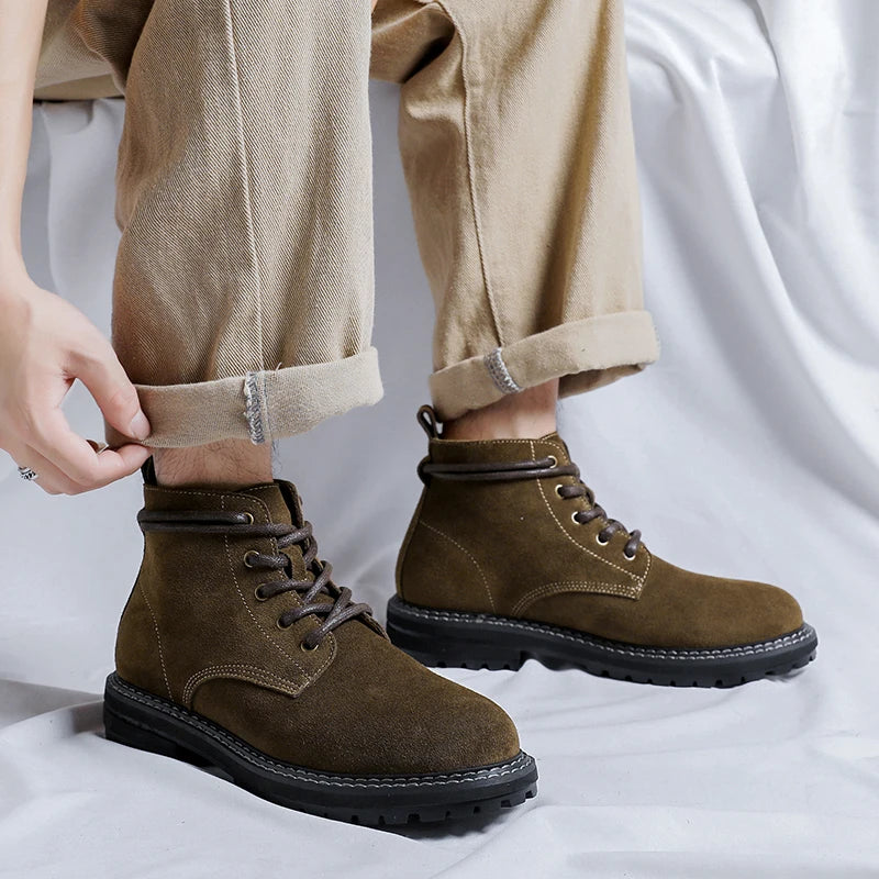 Boots Men Suede British Style Comfortable Boots Leather