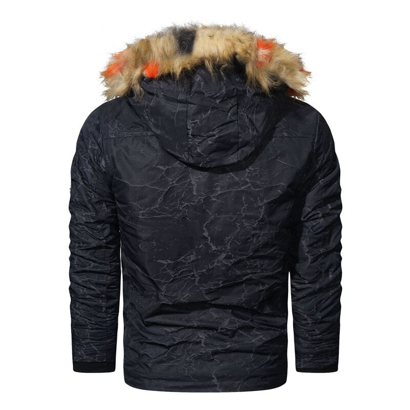 Fleece Parkas Men Hooded Winter Waterproof Jacket New Warm Thick Fur Collar Autumn Casual Men Coats Hat Detachable