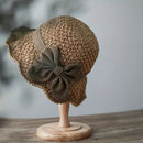 Elegant Sun Hat - Hand Woven with Vintage Ruffles and Bow Foldable Travel Beach Hat
