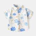 Children's shirt with blue cloud and star pattern on a white background, Obroi