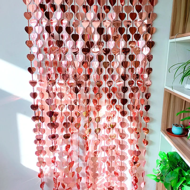 Curtain Love Door Curtain Birthday Party Valentine Day Wedding Engagement Heart Rain Silk Decor