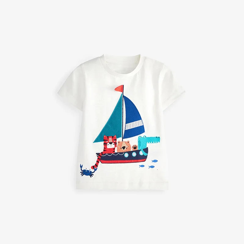 Shirt Shorts Outfit Sailing Boat Summer Costume Boys Clothing Set Baby Boys Tracksuit for Kid Clothes