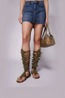 Gladiator Ladies Sandals Summer Ladies Beach Shoes Mid-Top Women'S Sandals Creative Design Casual Sandals