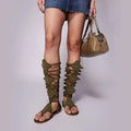 Gladiator Ladies Sandals Summer Ladies Beach Shoes Mid-Top Women'S Sandals Creative Design Casual Sandals