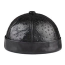 Retro Real Leather Hat Cap Brimless Hat Warm Round Male Caps Winter And Autumn Luxury Hats