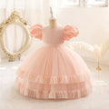 Elegant Girl Dresses Puff Sleeve Kid's Christmas Party Gown Children's Princess Layered Frocks 2 to 8 10 Years