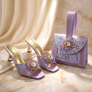 Olive Set Shoes and Handbag Set Sparkling Rhinestone Party Shoes and Bag