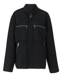 Loose Fit Black Zipper Casual Jacket Lapel Long Sleeve Women Coat Tide Spring Autumn