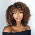Full Curly Bob Wigs Human Hair Wigs Afro Curly Wigs With Bangs Wear Go Jerry Curly Bob Wigs Human Hair Wigs