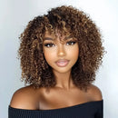 Full Curly Bob Wigs Human Hair Wigs Afro Curly Wigs With Bangs Wear Go Jerry Curly Bob Wigs Human Hair Wigs