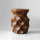 Wooden side table with wavy design on a gray background, Obroi