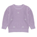 Toddler Baby Girls Knit Sweater Flower Embroidery Pullover Sweatshirt Top Kids Warm Fall Winter