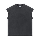Spring Summer Men Tide Chic Ins Vest Salt-Washed Distressed Tank Top Frayed Edges
