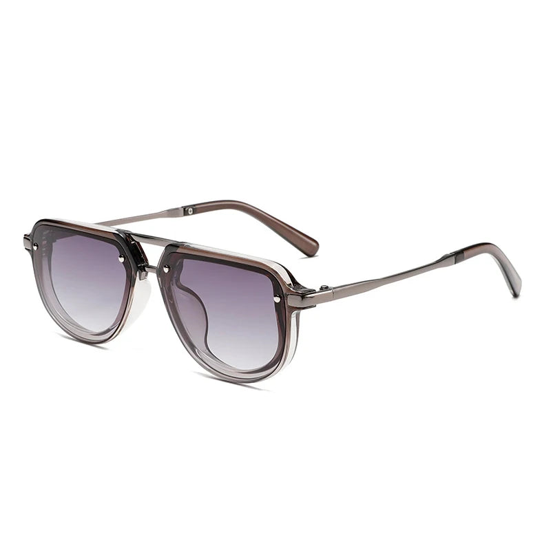 Retro Small Oval Luxury Sunglasses Rivets Blue Green Shades UV400 Trending Punk Sun Glasses