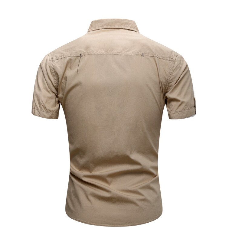 Summer Men Tactical Short Sleeve Shirt Outdoor Military Sports Cotton Shirt Men Casual Lapel Button Stitching Top