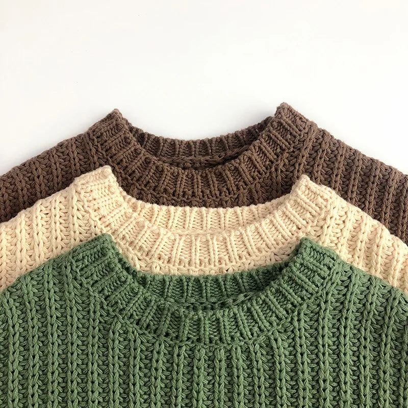 Winter Autumn Kids Sweaters Thicken Brief Loose Style Girls Boys Pullover Base Knitwear Children Clothes