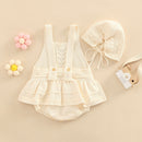 Baby Spring Autumn Clothes Set Knitted Sleeveless Romper Triangle Crotch Button Jumpsuit+Hats Toddler Baby Girls