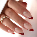Polka Dot Press on Nails Almond Short Red Press on Nails Almond Acrylic Simple Nails Wine Red French Nails