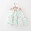 Summer Baby Girl With Two Tulips Chiffon Suspender Dress, Girl Princess Dress